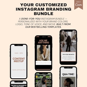 Paquete de plantillas personalizadas para Instagram: Personalización de publicaciones e historias en redes sociales con estética única y editable en Canva.