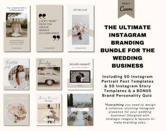 Lot de 100 modèles Instagram d'entreprise de mariage