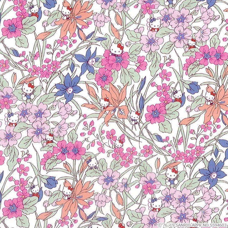 NEW Hello kitty Liberty Art fabrics printed in Japan Floral Harvest A image 1