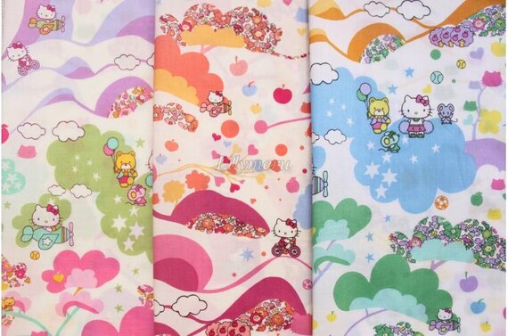 Items similar to 3 pcs of Liberty fabrics - Mim - Hello Kitty Liberty ...