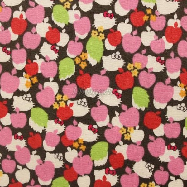 SALE - Liberty tana lawn - Apple Tree  - Hello Kitty printed in Japan  - Pink mix