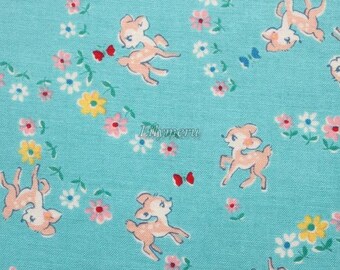 Cute bambi - Old new fabric collection - Turquoise by Lecien - Printed in Japan