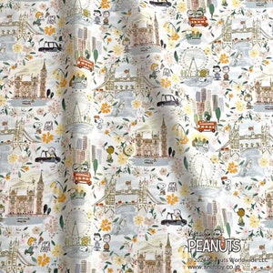 PEANUTS(TM)Snoopy × Liberty - A London Adventure - J24D - 50cm L × 54cm W (Approx. 20&quot;×21.6&quot;)
