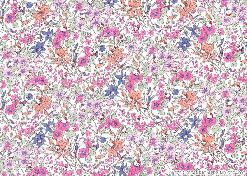 NEW Hello kitty Liberty Art fabrics printed in Japan Floral Harvest A image 2