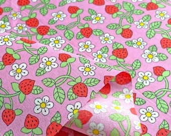 Liberty tana lawn printed in Japan - 2022SS - Strawberries and Cream - 22C - Pink