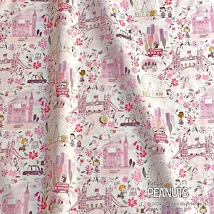 PEANUTS(TM)Snoopy × Liberty - A London adventure - J25E - 50cm L × 54cm W (Approx. 20&quot;×21.6&quot;)