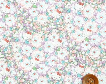 New - Hello kitty Liberty Art fabrics - Floral Heart  - Purple pink