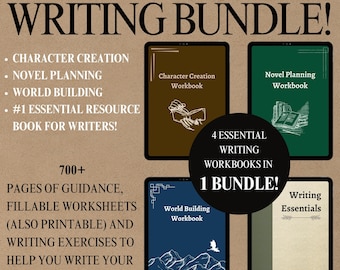 PAQUETE DE ESCRITURA DEFINITIVO / Creación de personajes / Planificación de novelas / Construcción de mundos / Recursos esenciales de escritura