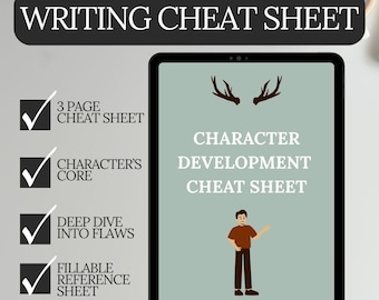 Character Development Cheat Sheet for Writers – Fiction Planning PDF, Writing Guide, Printable Story Template