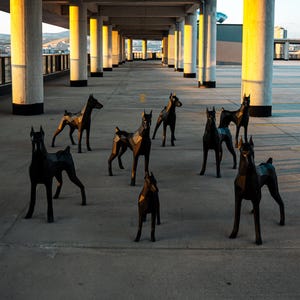 Doberman Statue 3D Metal art Handmade Decor Dog Garden Statue Doberman  Geometric Doberman 3D Metal Dog