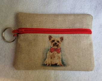 Yorkshire Terrier Dog Zipped Coin Purse: Handmade Sanitary Product Pouch