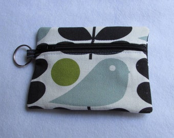 ORLA KIELY Early Bird fabric Coin PURSE Zipped Pouch Sanitary Products Pads discrete holder period Mask Holder Make Up, small brushes Gift