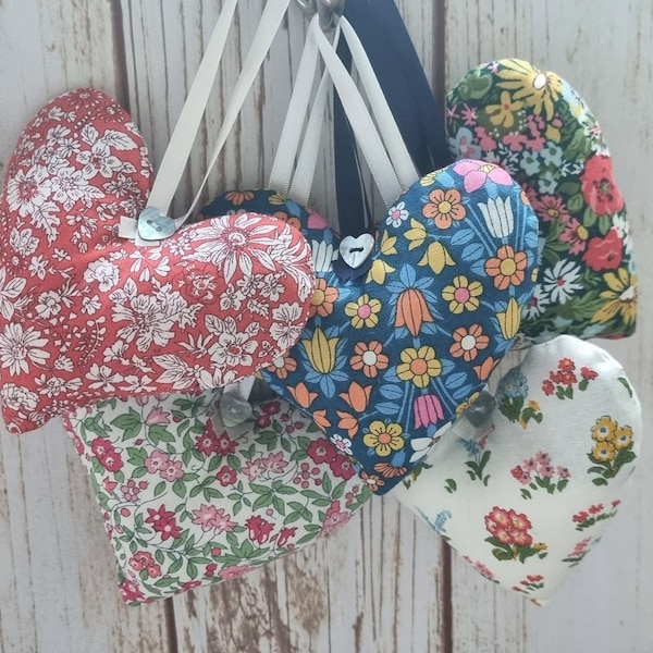 Lavender HEART made with LIBERTY of London fabric | Hanging Heart | Lavender filled | choose your favourite pattern | Xmas Stocking filler