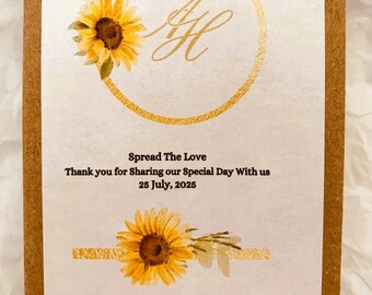 Personalized Sunflower Seed Wedding Favors | Rustic Seed Envelopes