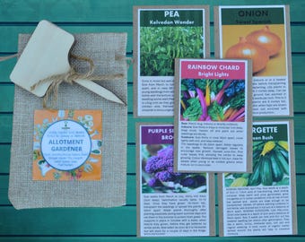 Allotment Gardener Gift Set – 5 Seed Selections, Jute Bag, Plant Markers, Allotment Gardening  Gifts