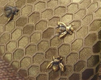 leather purse necklace, honeybee, honeycomb, beehive, bee necklace, bee jewelry, bee pendant, bee lover, insect jewelry