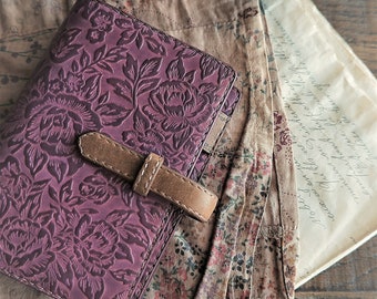 leather planner, antique pink, handdyed, rose planner, leather binder, pocket planner, antique rose, pink planner, handstitched, last one