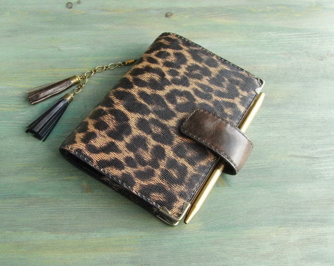 Planner Binder, Leather Binder, Leather Planner, Leopard Planner