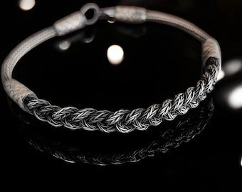 Handmade Oxidized Silver Braided Bracelet: Celtic Viking Woven Design
