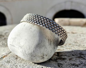 Handmade Silver Braided Bracelet: Woven Celtic Viking Style