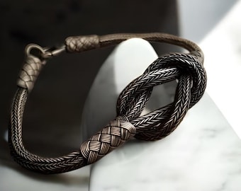 Handmade Oxidized Silver Braided Bracelet: Celtic Viking Style