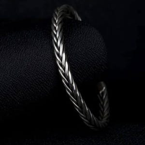 Handmade Oxidized Silver Braided Bracelet: Celtic Viking Style