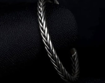 Handmade Oxidized Silver Braided Bracelet: Celtic Viking Style