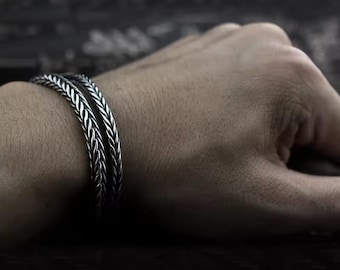 Handmade Oxidized Silver Braided Bracelet: Celtic Viking Style