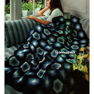 Hexagon Granny Square Crochet Afghan Pattern Vintage 60s Retro Crochet Throw Blanket Retro Home Decor PDF Instant Download