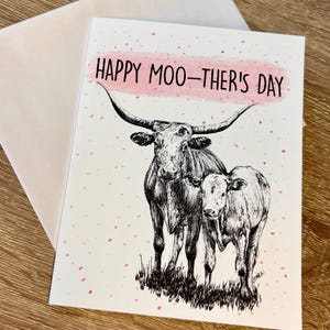 carte de fête des mères occidentale de longhorn, art occidental, cadeau de fête des mères de ranch rustique, cartes, fête des mères