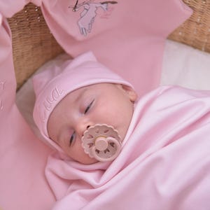 Pima Cotton Baby Girl Outfit: Monogrammed Footie, Newborn Clothes