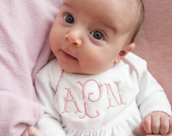 Pima Cotton Baby Gown: Monogrammed Newborn Coming Home Outfit