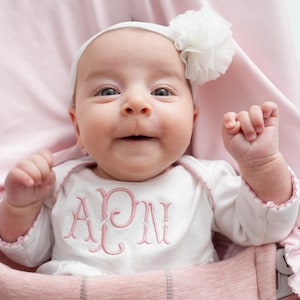 Pima Cotton Baby Girl Coming Home Outfit: Monogrammed Footie