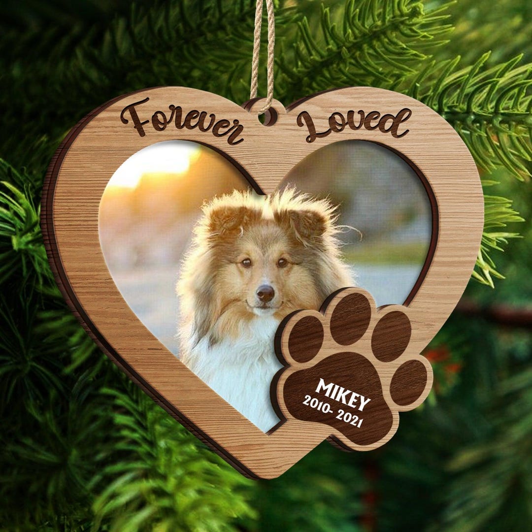 Custom Photo Forever Loved Pet Memorial Ornament, Personalized 2 ...