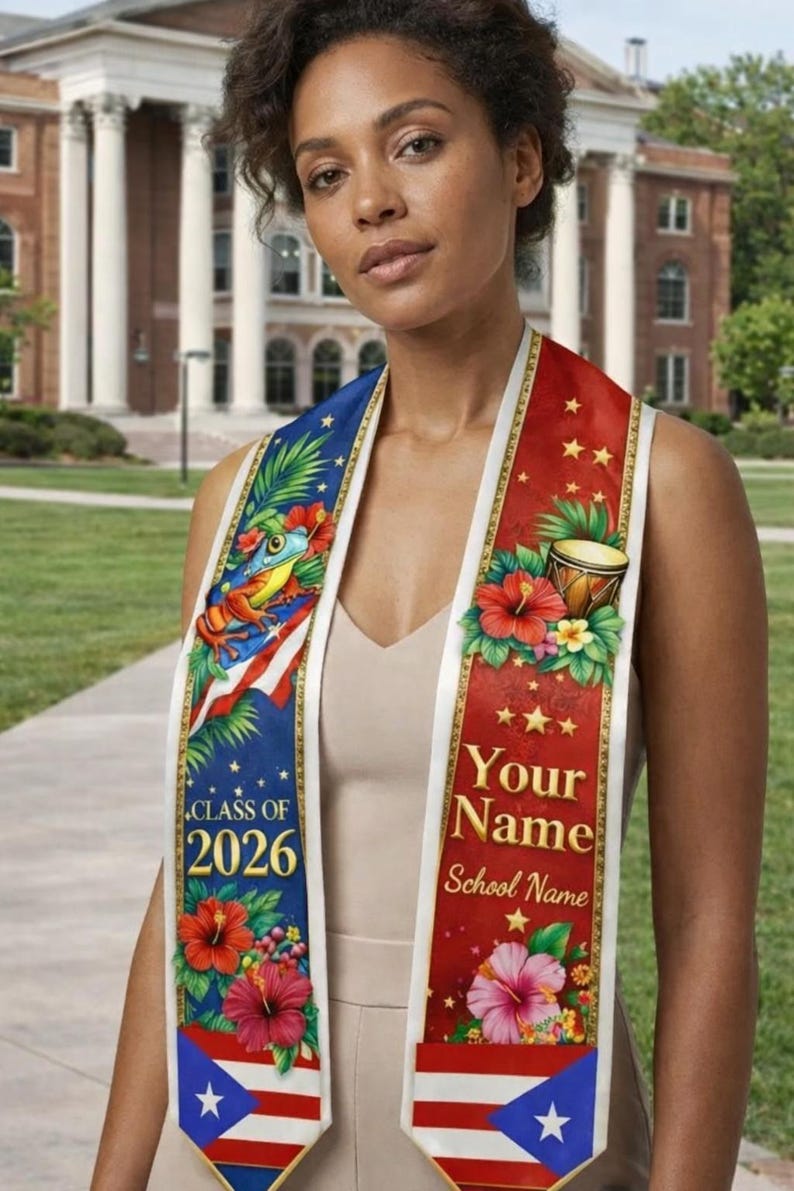 Puerto Rican Graduation Personalized Puerto Ricans Flag Graduation Sash, Custom Puerto Rico ...