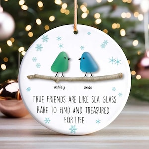 Personalized Sea Glass Birds Ornament, True Friends Are Like Sea Glass Gift, Custom Best Friend Christmas Ornament, Friendship Keepsake 2025