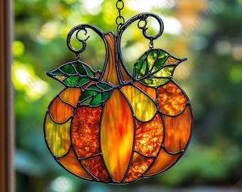 Acrylic Pumpkin Suncatcher, Fall Window Decor, Autumn Ornament