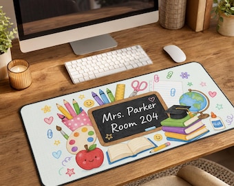 Personalisierte Schreibtischunterlage für Lehrer, individuelles Mauspad fürs Klassenzimmer, Schreibtischunterlage mit Namen des Lehrers, Schreibtischunterlage für Schulbedarf, Geschenk zur Wertschätzung von Lehrern