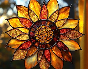 Zonnebloem-zonnevanger van acryl - bloemenraam hangend, housewarmingcadeau