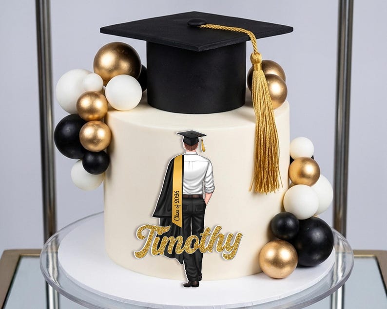 Custom Graduation Acrylic Cake Topper 2026, Personalized Grad Boy Cake ...