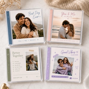 Personalized CD Album Photo Magnet, Custom Couple Picture Fridge Magnet, Mini Music Album Keepsake, Anniversary Gift for Couples