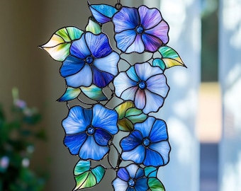 Attrape-soleil en vitrail gloire du matin, décoration de fenêtre fleur de naissance de septembre