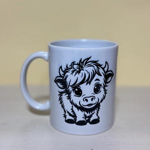 Cute Highland Cow Mug, Cute Cow Coffee Mug, Animal Lover Mug, Cow Lover Mug, Gift For Cow Lovers