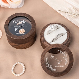 Personalized Walnut Wedding Ring Box: Clear Acrylic, Custom Proposal Holder