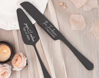 Personalized Engraved Wedding Cake Serving Set | Custom Cake Knife and Server Set | Anniversary Cake Cutting |Wedding Gift For Bridal Shower