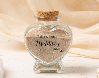 Custom Honeymoon Sand Bottle, Honeymoon Glass Jar, Wedding Bridal Shower Bottle,Beach Wedding Keepsake Bottle,Honeymoon Gifts for Newlyweds