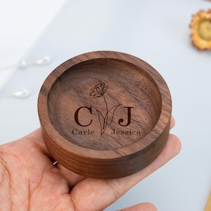 Personalized Wooden Wedding Ring Dish, Engagement Ring Box, Proposal Ring Bearer, Custom Engraved Proposal Holder, Anniversary Gifts for Her