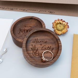 Personalized Wooden Wedding Ring Box, Engagement Ring Box, Proposal Ring Bearer, Custom Engraved Proposal Holder, Anniversary Gifts for Her