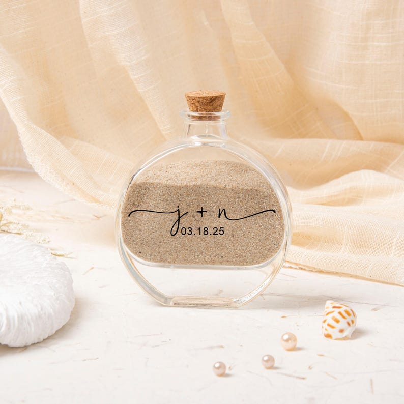 Honeymoon Sand Bottle, Small Travel Sand Memory Bottle, Wedding Bridal Shower Bottle, Mr and Mrs Couple Beach Ideas Gift, Sand Keepsake bild 11
