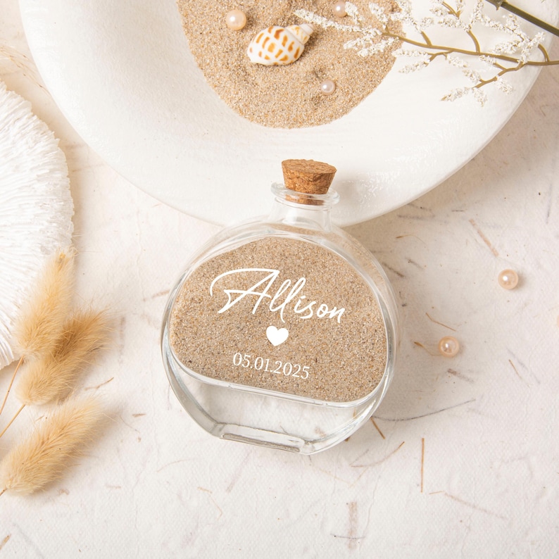 Honeymoon Sand Bottle, Small Travel Sand Memory Bottle, Wedding Bridal Shower Bottle, Mr and Mrs Couple Beach Ideas Gift, Sand Keepsake bild 10